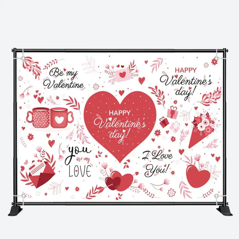 Love You Red Heart Letter Valentines Day Backdrop - Aperturee