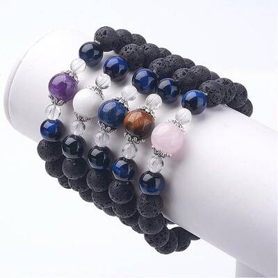 Natural Lava Rock Stretch Bracelets