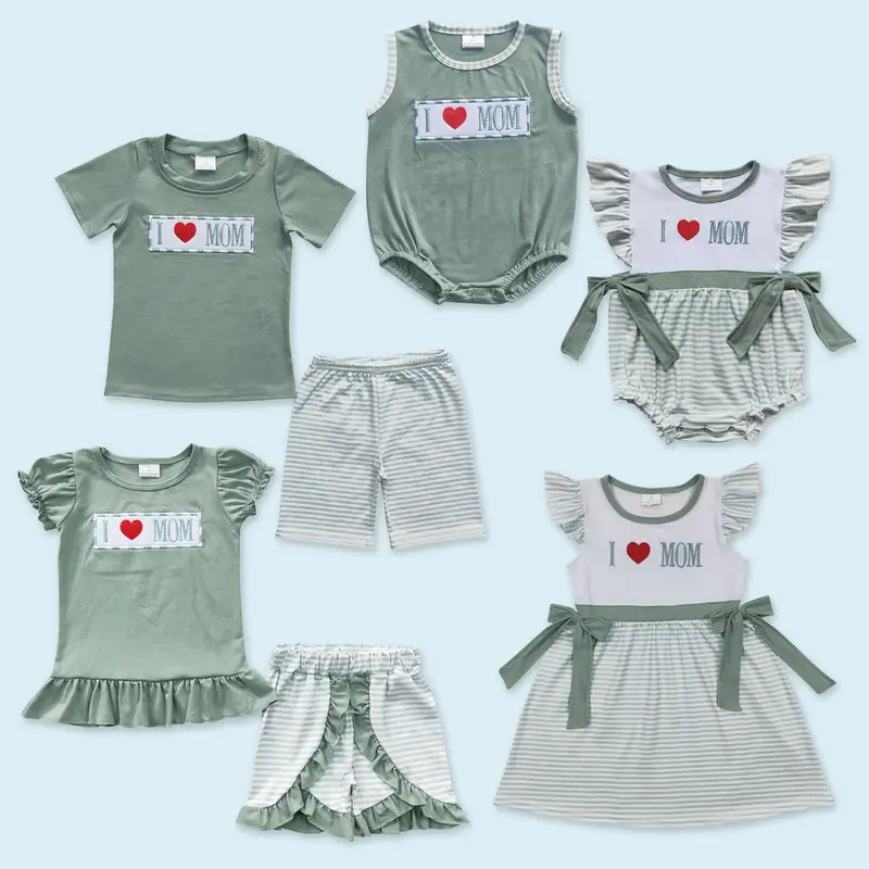I love Mom Mothers day baby boy summer outfit