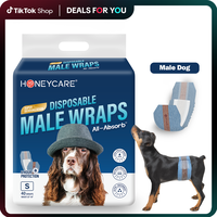 HONEYCARE : Disposable Female Male Dog Diapers Wraps,Super Absorbent,Breathable,Wetness Indicator,Cute Suspenders Design Pet ...