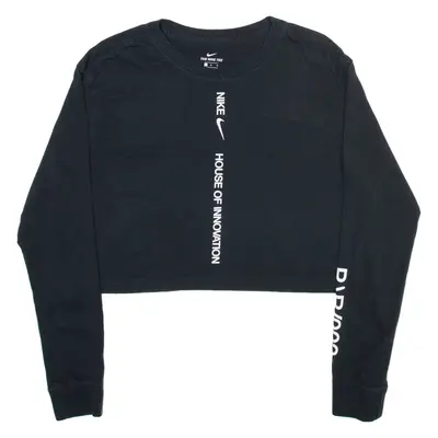 NIKE Womens T-Shirt Black Long Sleeve Crew Neck M