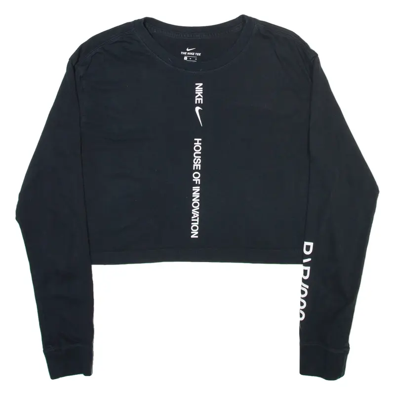NIKE Womens T-Shirt Black Long Sleeve Crew Neck M