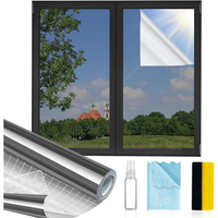 [New Deal] One-Way Window Privacy Reflective Film, UV Sun Blocking, Heat Control, Static Cling, 17.5 Inch x 78.5 Inch, Daytim...
