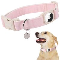 DOGWONG Airtag Cotton Hemp Dog Collar - Heavy-Duty Collar with Airtag Holder for Small to Large Dogs