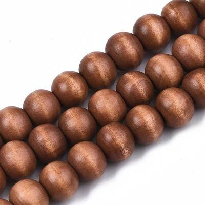 Painted Natural Wood Beads Strands