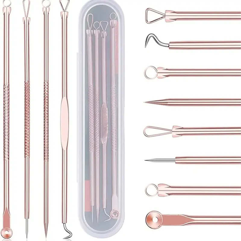 Blackhead Extraction  Kit with Storage Case, 4 Counts Blackhead Extractor Tool, Professional Comedo Pimple Blemish Remover Sk...