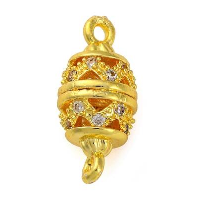 Brass Micro Pave Clear Cubic Zirconia Hollow Oval Connector Charms