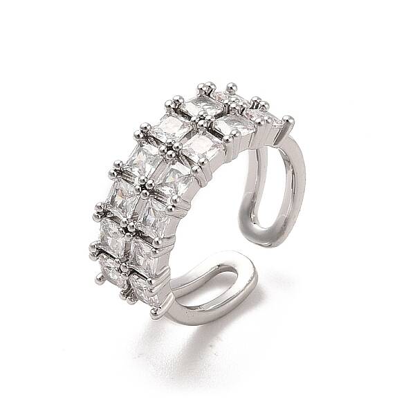 Brass Micro Pave Cubic Zirconia Open Cuff Rings