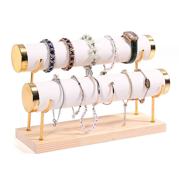 PU Leather 2 T Bar Bracelet Display Rack