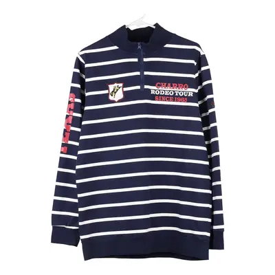 Charro Striped 1/4 Zip - Large Navy Cotton
