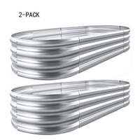 Outdoor Galvanized Raised Garden Bed, 4ft Oval Silver Planter for Veggies, Flowers & Herbs - Rot Resistant Quality