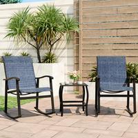 Walsunny 3 Pieces Bistro Rocking Chair Set, Outdoor Patio Furniture set with 2 Rocking Chairs and 1 Coffee Table for Balcony,...