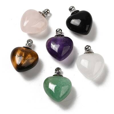 Natural Mixed Gemstone Perfume Bottle Pendants