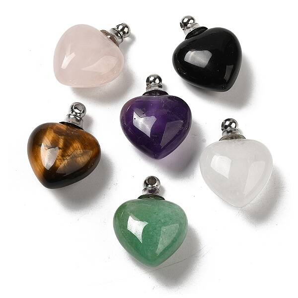 Natural Mixed Gemstone Perfume Bottle Pendants