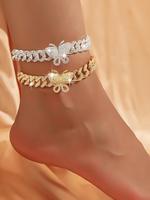 Butterfly Design Rhinestone Decor Anklet, Fashionable Chain Anklet for Women & Girls, Trendy All-match & Exquisite Jewelry fo...