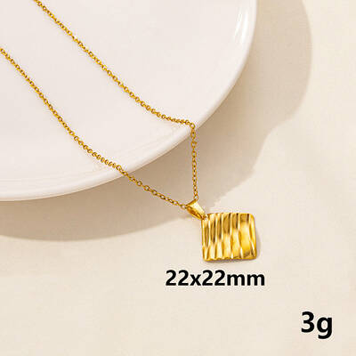 304 Stainless Steel Geometric Rhombus Pendant Necklace for Women