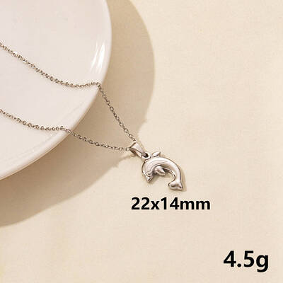 304 Stainless Steel Whale Pendant Necklaces