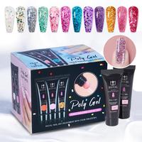 Glitter Nail Art Gel, 12pcs/set Nail Extension Gel, DIY Nail Art Gel for Women & Girls, Valentine's Day Gift for Girlfriend