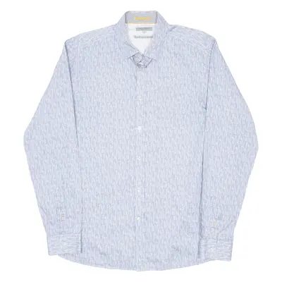 TED BAKER Mens Shirt Blue Geometric Long Sleeve L