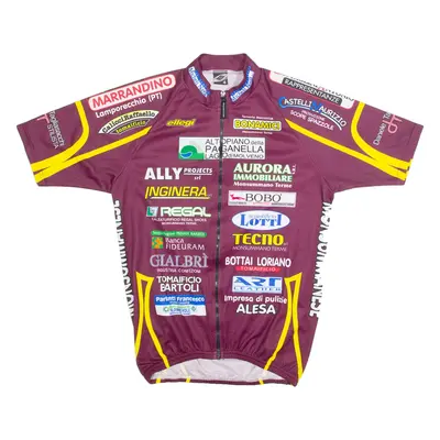 ELLEGI SPORT Cycling Zip Up Mens Jersey Maroon High Neck M