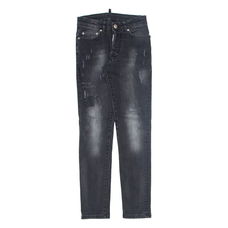 DSQUARED2 Distressed Jeans Black Denim Slim Skinny Stone Wash Womens W26 L30