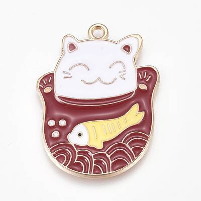 Alloy Enamel Kitten Pendants