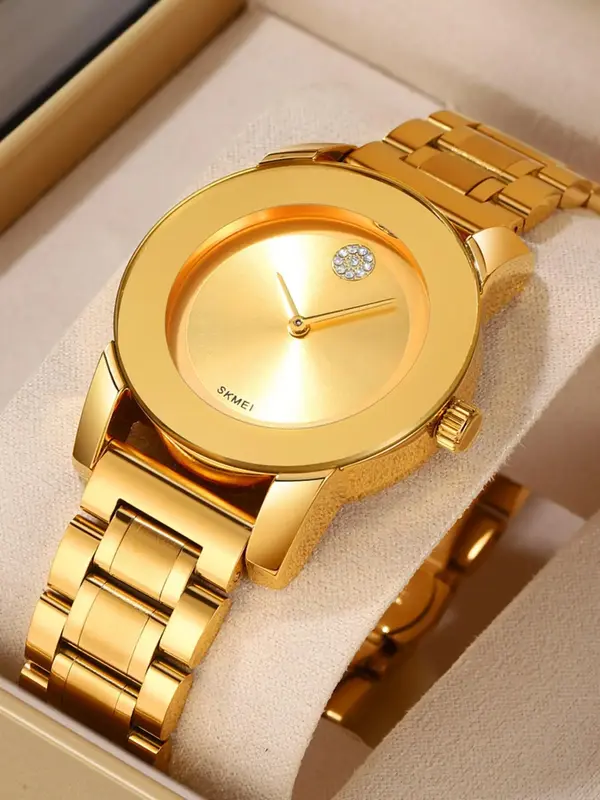 Women's Elegant Round Dial Quartz Watch, Fashion Waterproof Watch for Party, Daily Clothing Decor, Trendy All-match & Exquisi...