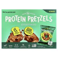 Crisp Power Protein Pretzels, Everything, 6 Bags, 1.75 oz (50 g) Each