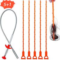 6-Pack Flexible Drain Cleaners - Colorful Hair Snare Hooks for Shower/Sink/Bathtub. Rust-Resistant Clog Remover Tool with Qui...