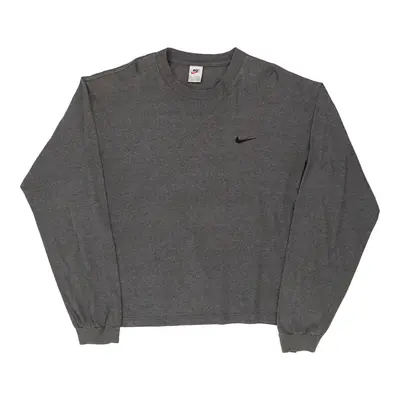 Nike Long Sleeve T-Shirt - Large Grey Cotton