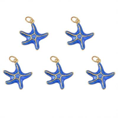 5Pcs Brass Enamel Pendants