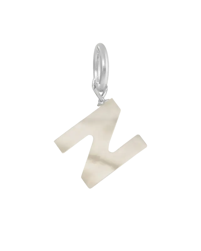 MOP Letter Charm | Metal Color: Silver | Letter: N