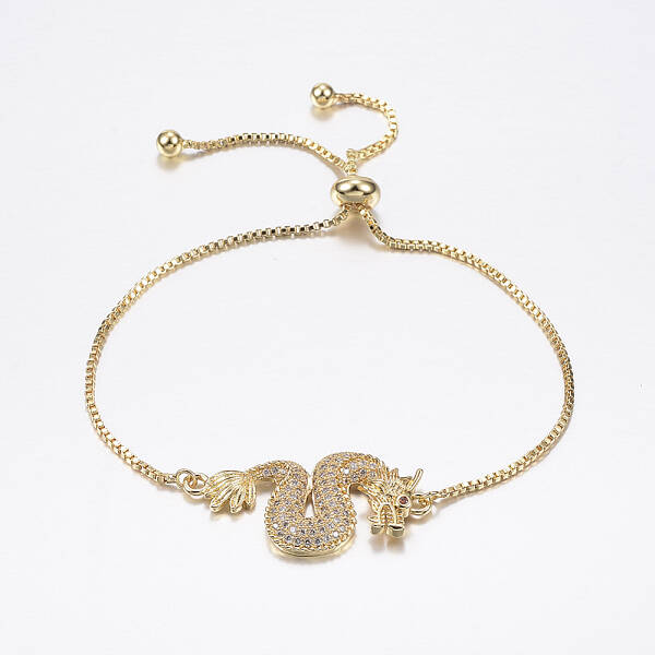 Adjustable Brass Micro Pave Cubic Zirconia Bolo Bracelets