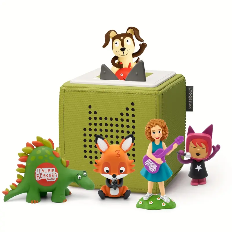 Green Toniebox Laurie Berkner + Counting Songs Bundle - Includes Laurie Berkner 1, Laurie Berkner 2, Counting Songs Tonie, Si...
