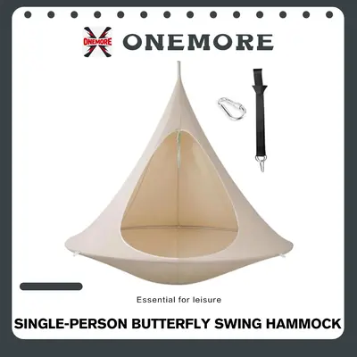 Outdoor Waterproof Hammock Chair, Portable Butterfly Swing Seat, 220Lb Weight Capacity, Easy Installation, Suitable for Campi...