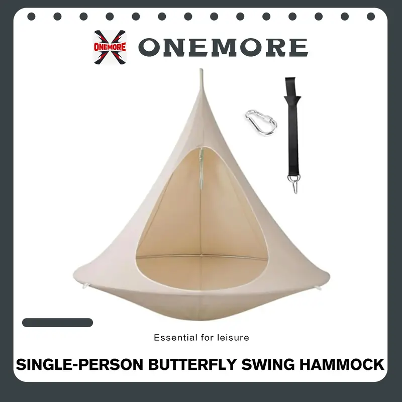 Outdoor Waterproof Hammock Chair, Portable Butterfly Swing Seat, 220Lb Weight Capacity, Easy Installation, Suitable for Campi...