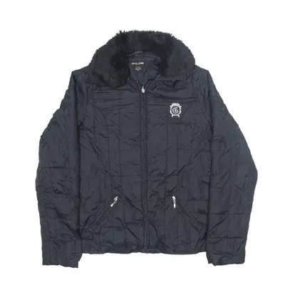 GUESS Insulated Faux Fur Puffer Jacket Black Nylon Girls XL