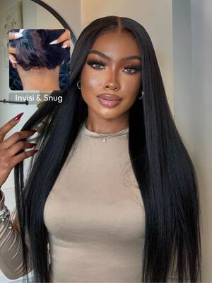 UNice Bye Bye Knots™ Wig 7x5 Glueless Lace Black Yaki Straight Wig With Elastic Drawstring 360 Cozy Hug