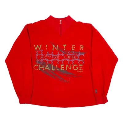 BENGER Womens Sweatshirt Red 1/4 Zip L