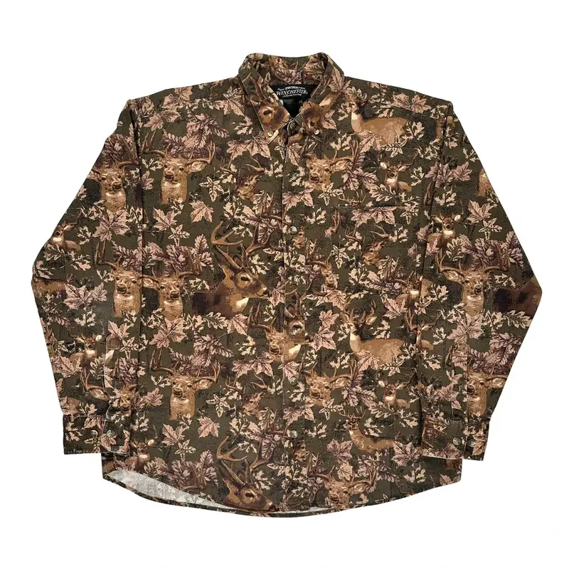 Winchester Patterned Shirt - Medium Brown Cotton
