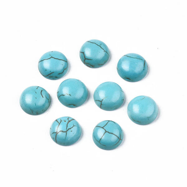 Craft Findings Dyed Synthetic Turquoise Gemstone Flat Back Dome Cabochons