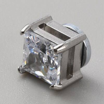 Clear Cubic Zirconia Square Clip-on Earrings