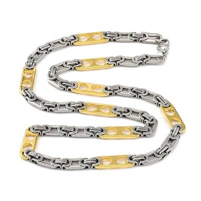 201 Stainless Steel Heart Byzantine Chain Necklace