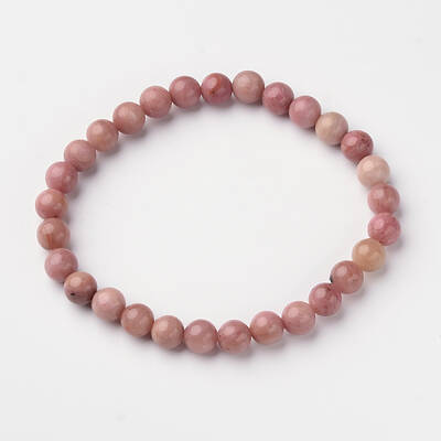 Natural Rhodonite Round Bead Stretch Bracelets