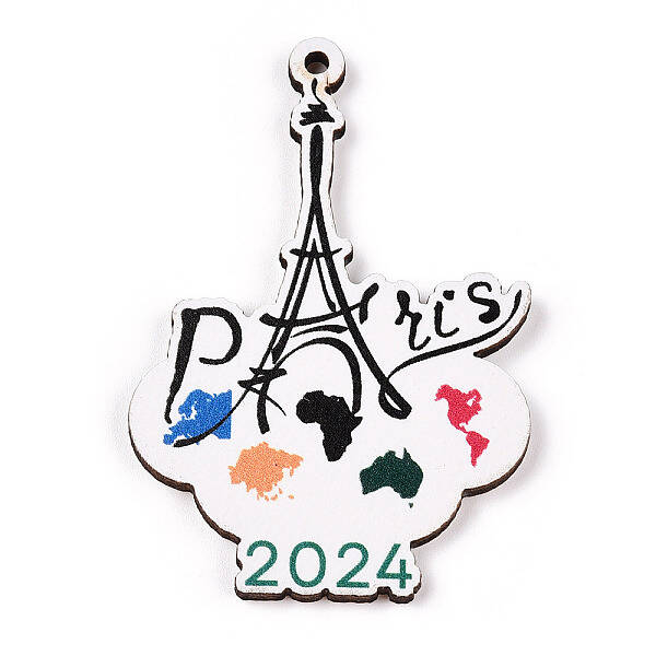 French Theme Printed Wood Pendants