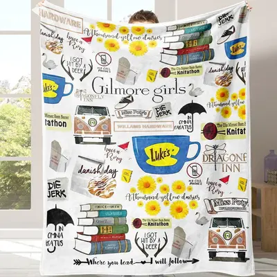 Cartoon Pattern Flannel Blanket with Storage Bag, 1 Count Soft Comfortable Air-conditioned Room Throw, Warm Nap Blanket for H...