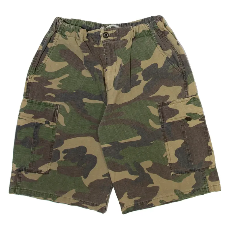 CHAIWAT Mens Cargo Shorts Green Camouflage S W26