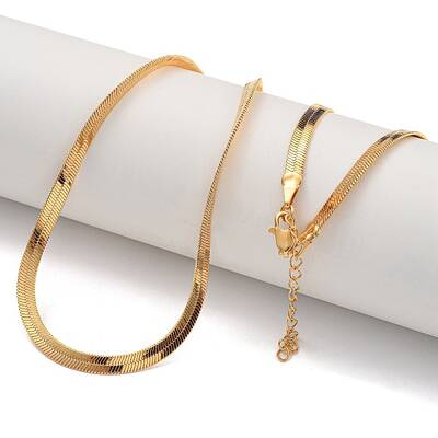Brass Flat Snake Chain Necklaces for Women