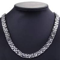 Hermah Flat Byzantine Chain Necklace Silver Color 316L Stainless Steel 11mm 8\