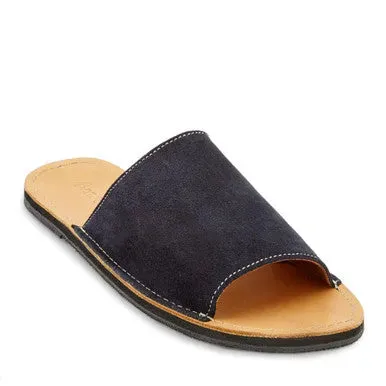 The Oceana Leather Slide Sandal | Size: Navy/Natural | Color: 8